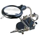 Magnifier w/Auxiliary Clip on PCB Soldering Iron Stand, TE-801 redirect to product page